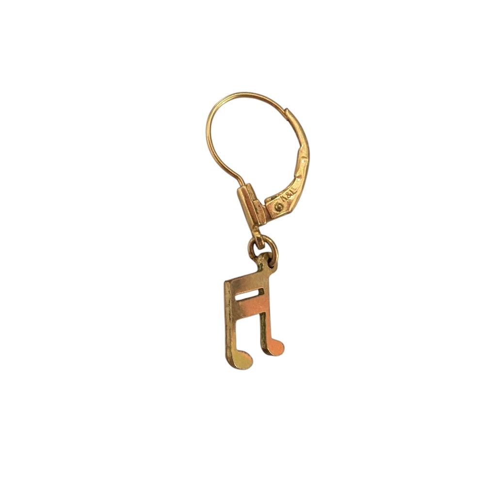 Vintage K&L Germany Gold Toned Costume Jewelry Music Note Earrings - Picture 5 of 16